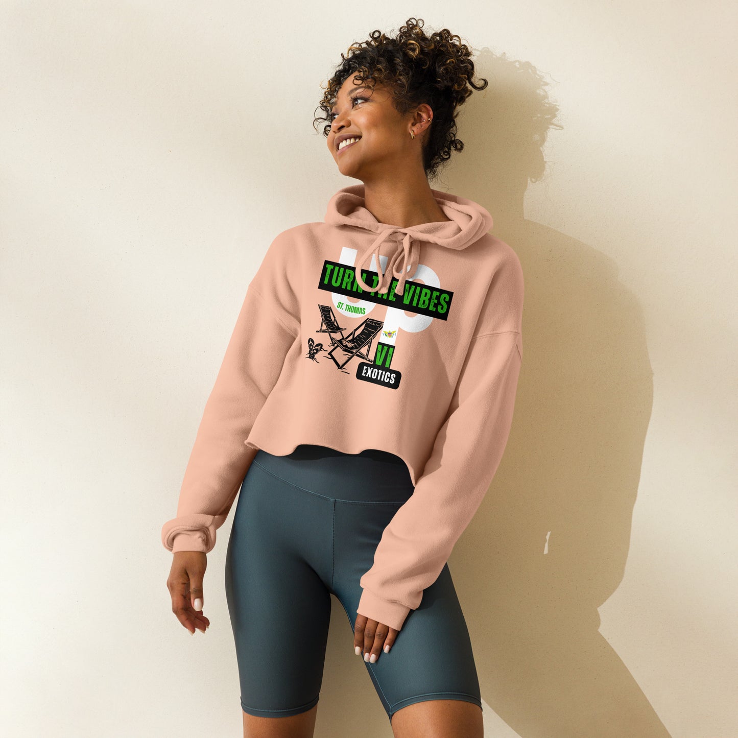 Women's 'Turn Up the Vibes' St. Thomas Edition Cropped Hoodie