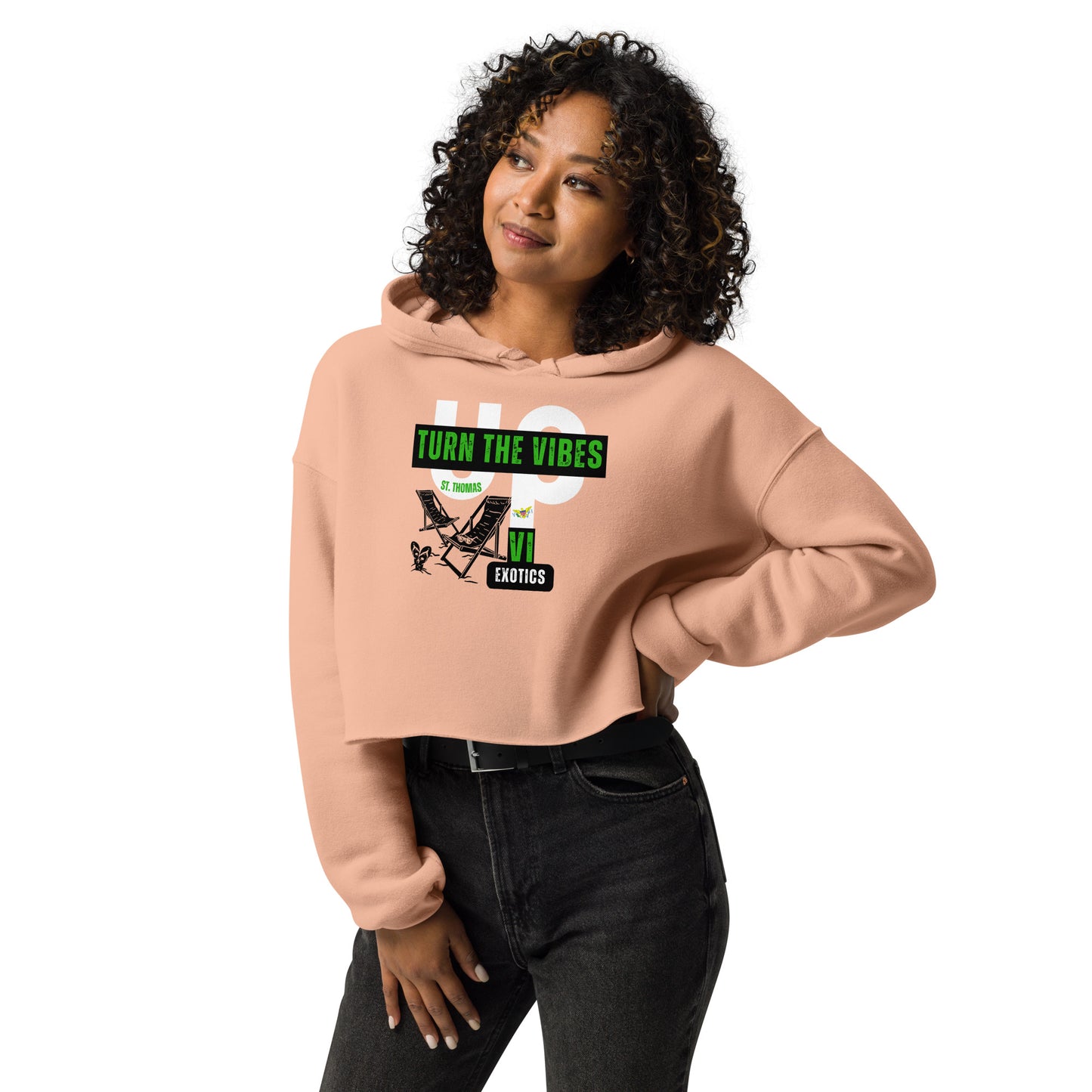 Women's 'Turn Up the Vibes' St. Thomas Edition Cropped Hoodie