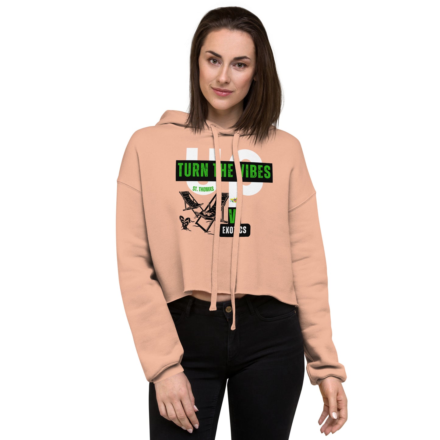 Women's 'Turn Up the Vibes' St. Thomas Edition Cropped Hoodie