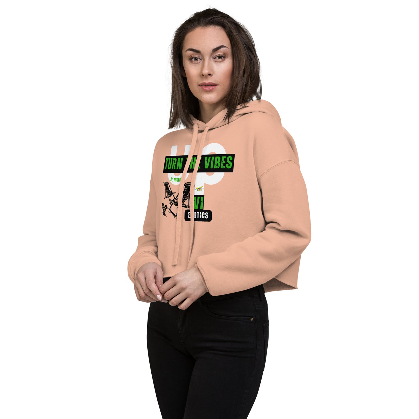 Women's 'Turn Up the Vibes' St. Thomas Edition Cropped Hoodie